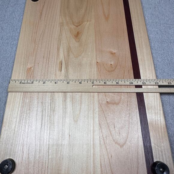 Handcrafted Cutting Board 12x18 Maple and Purple Heart Sleek Modern Rustic - Picture 3 of 4